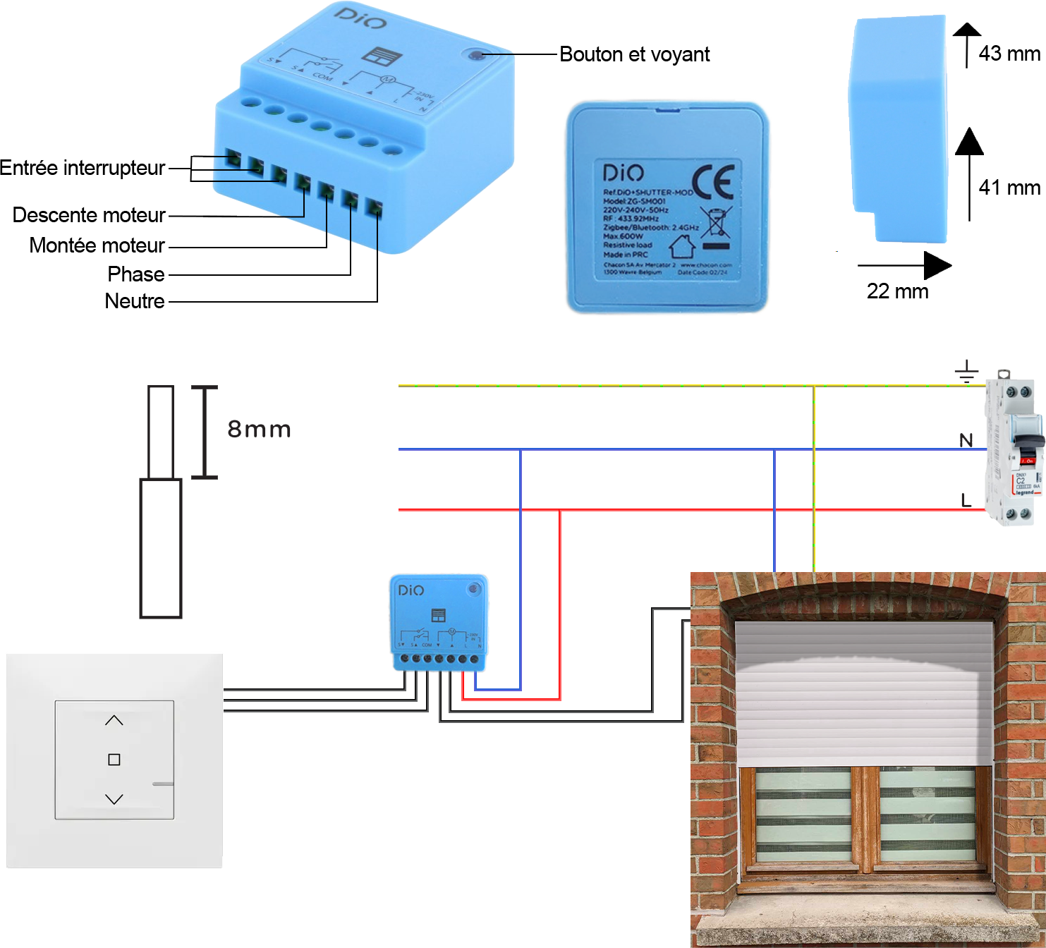 Module pour volet roulant Zigbee Dio - Vue du produit.png