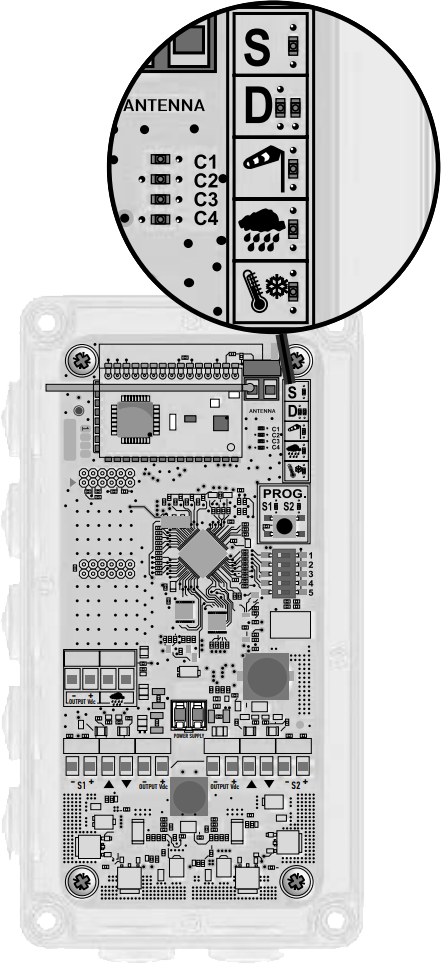 Centrale de pilotage IO pour pergola à lame orientable - Voyant - Carte électronique.png