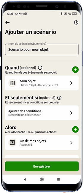 Android - Sauvegarder le scénario (Déclencheur objet).gif