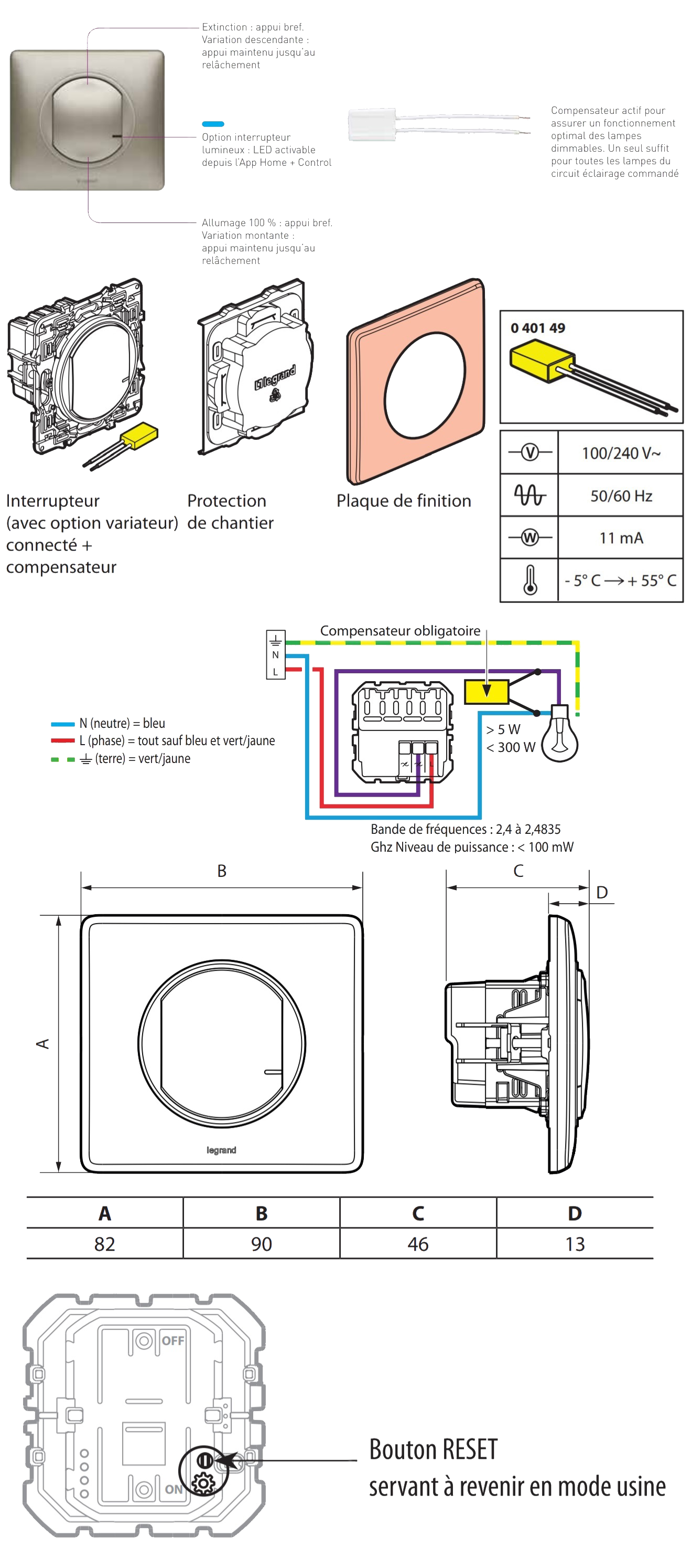 Interrupteur pour éclairage Legrand - Vue du produit.png