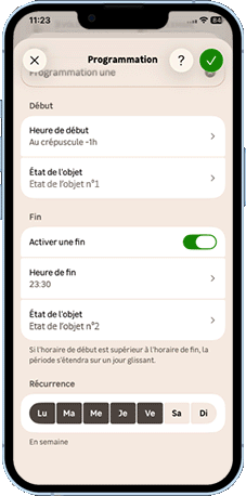 iOS - Ajouter une programmation - Configurer la fin - Sauvegarder.gif